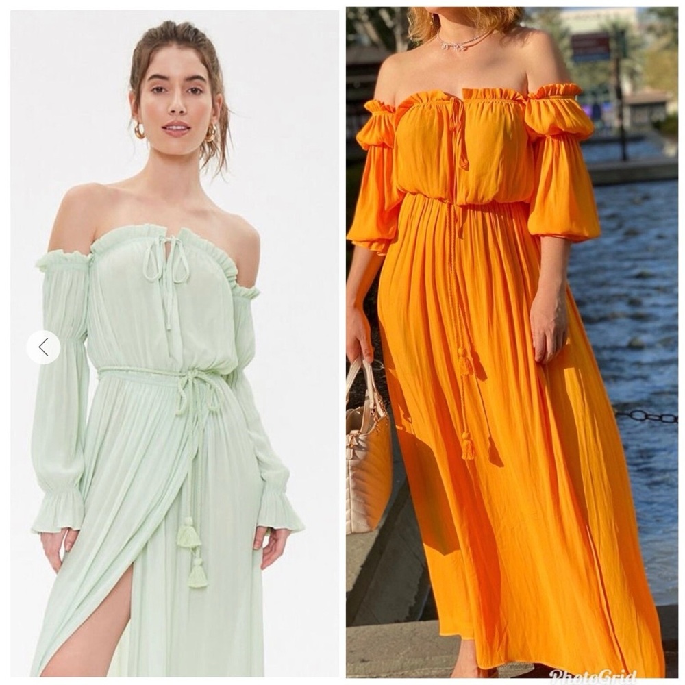 Forever 21 | Boho Off-Shoulder Maxi Dress in Marigold | Sz S